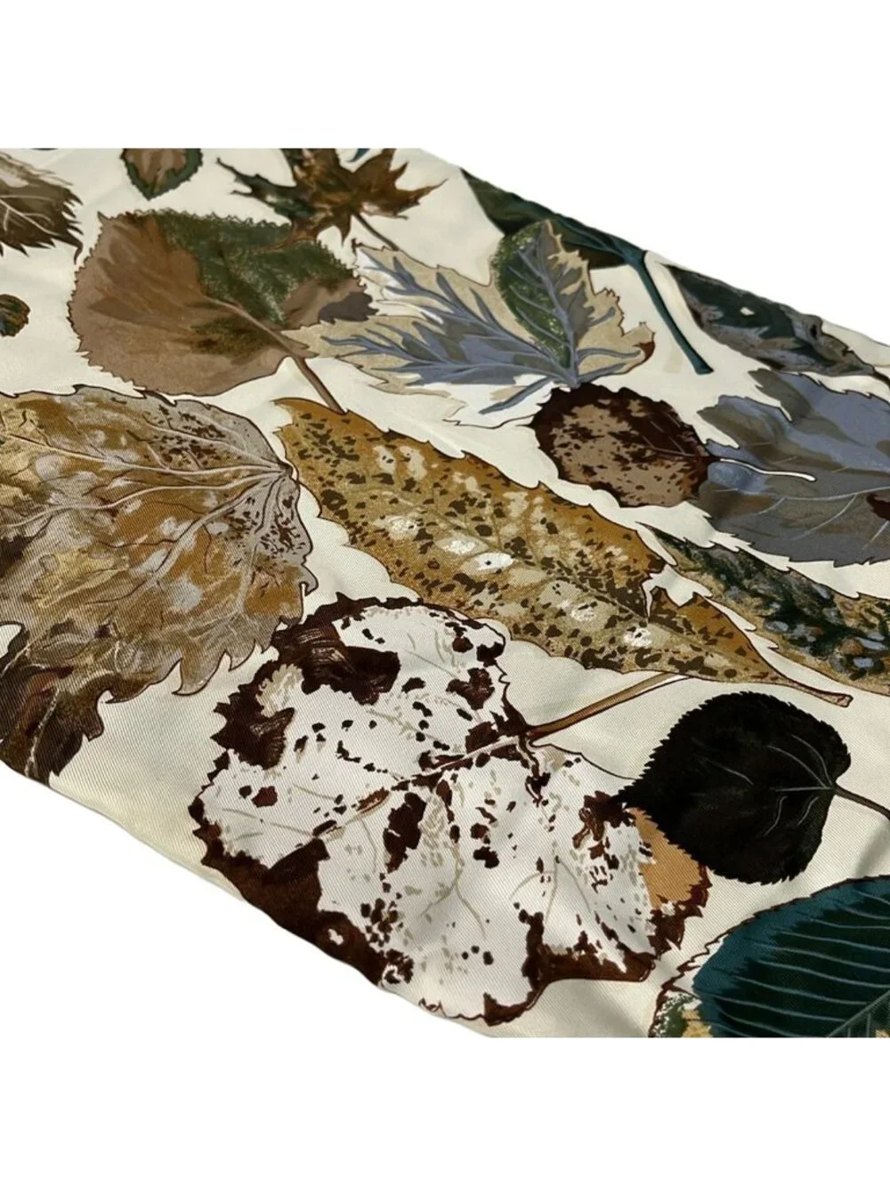 Hermes Scarf Ivory Dark Brown Multi Angora Silk